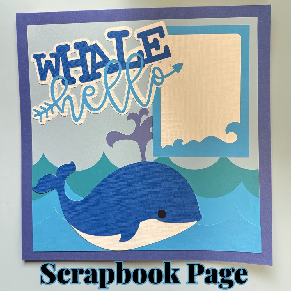 Whale Hello 12x12 Scrapbook Page Premade Ocean Theme Layout Blue Teal